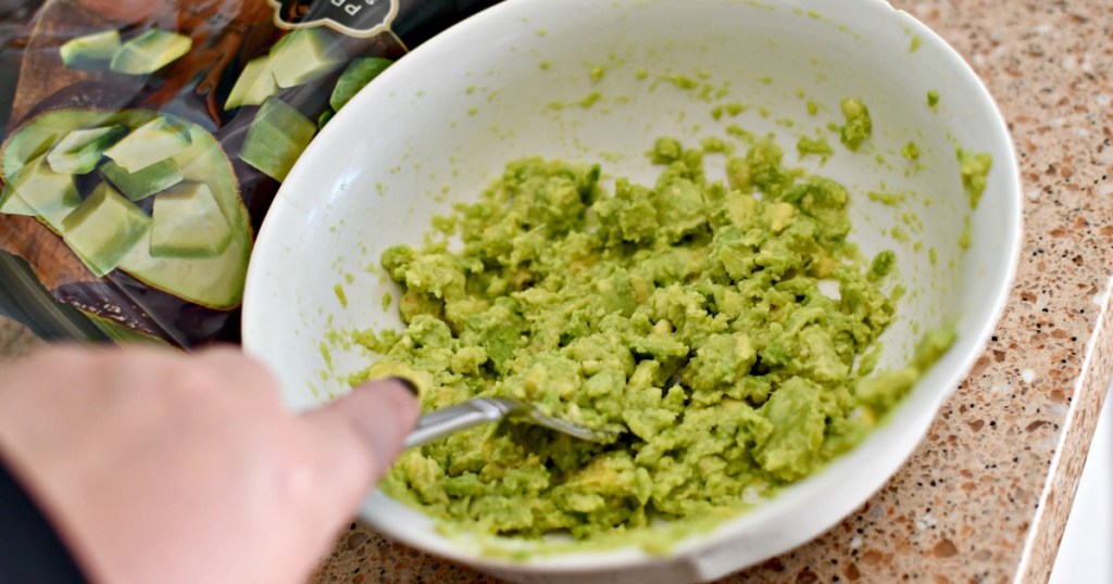 mashing avocados that where frozen