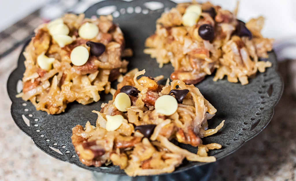 pecan clusters on serving tray