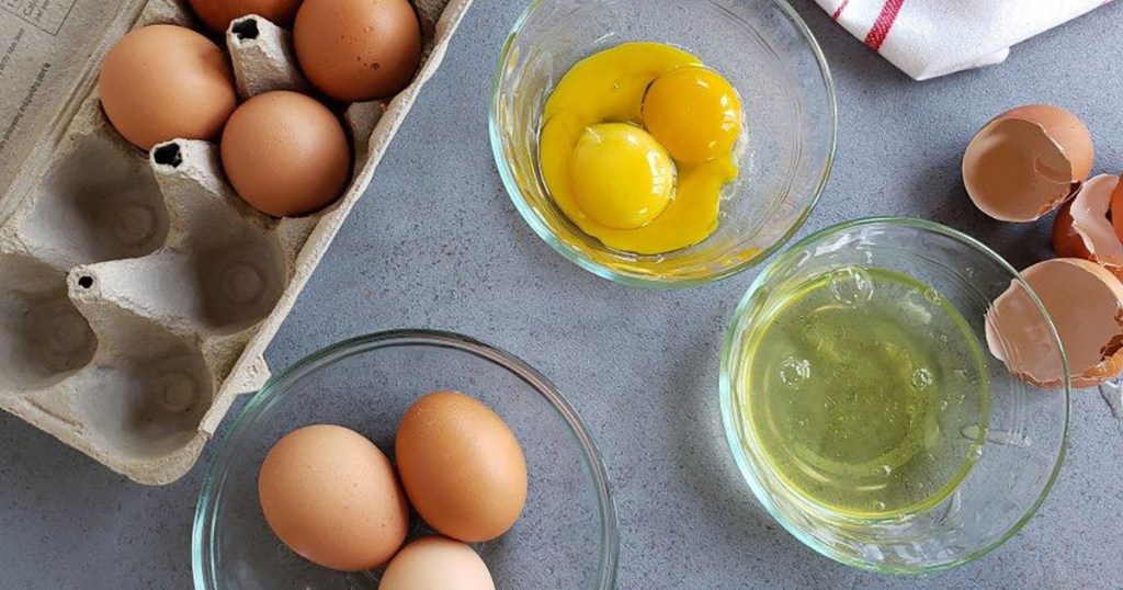 eggs separated in various bowls