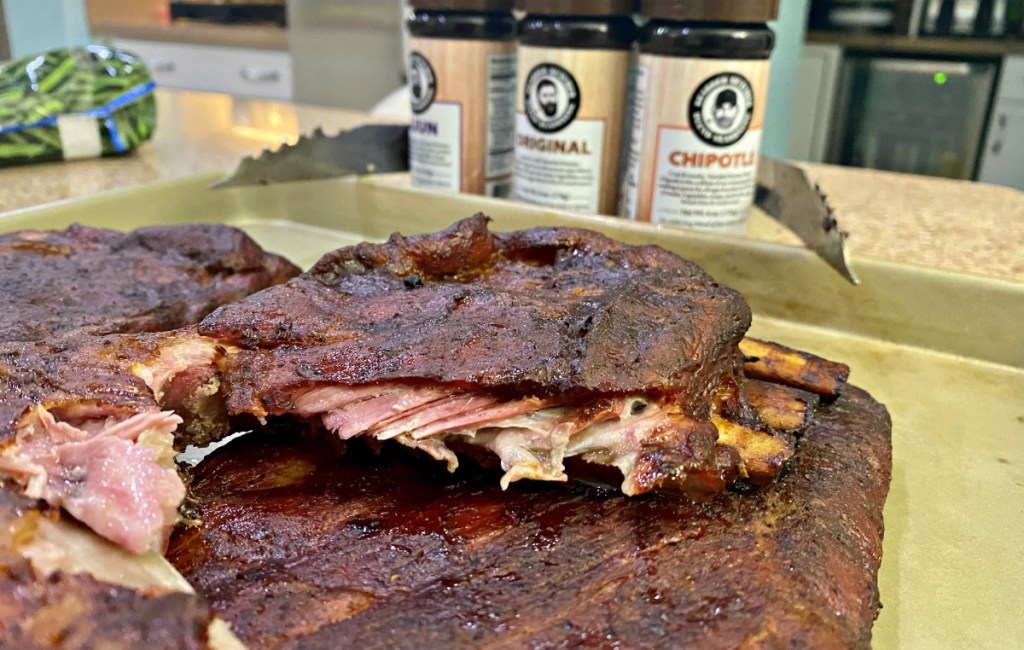 smoked ribs on a sheet pan