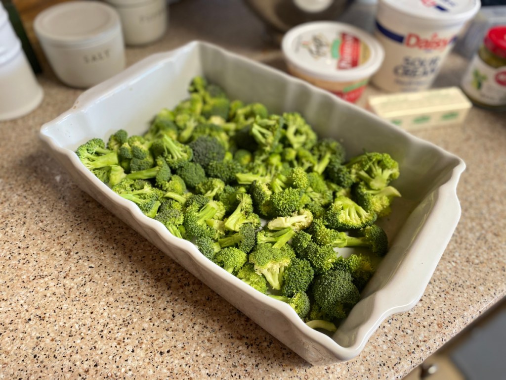 broccoli florets in a dish