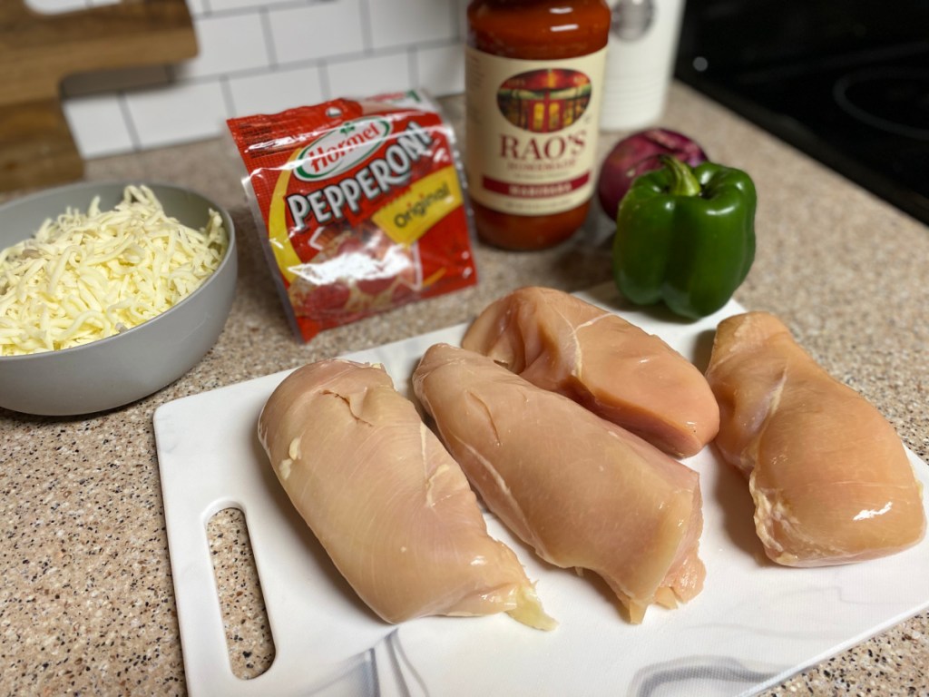 ingredients for Keto Chicken Pepperoni Casserole 