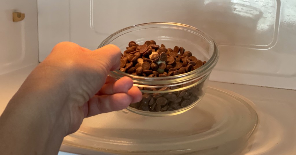 putting choczero chocolate chips in the microwave