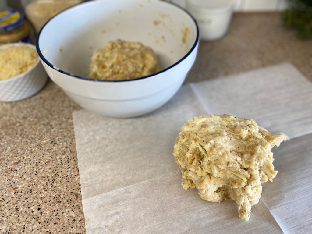 keto dough on parchment paper