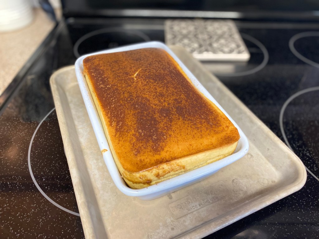 Keto egg loaf bread cooling off 