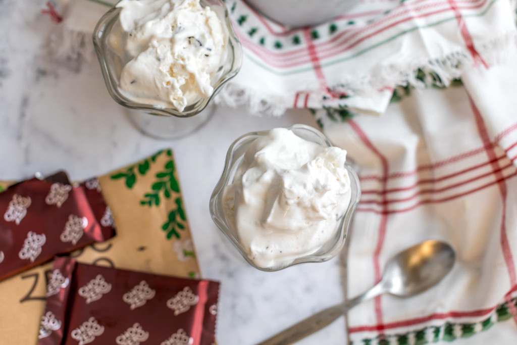 keto peppermint ice cream in glass cups
