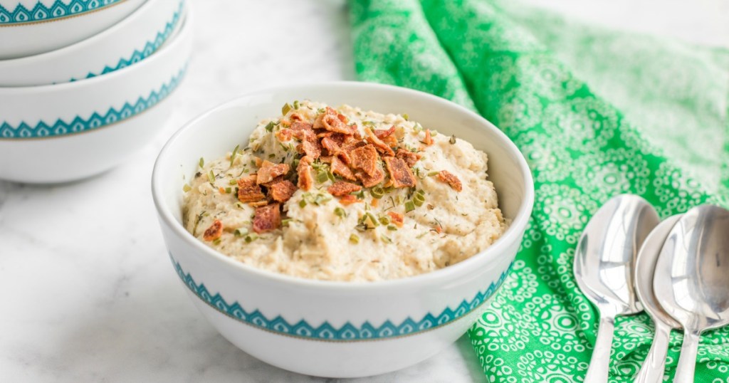 Mashed Ranch Cauliflower in a bowl 