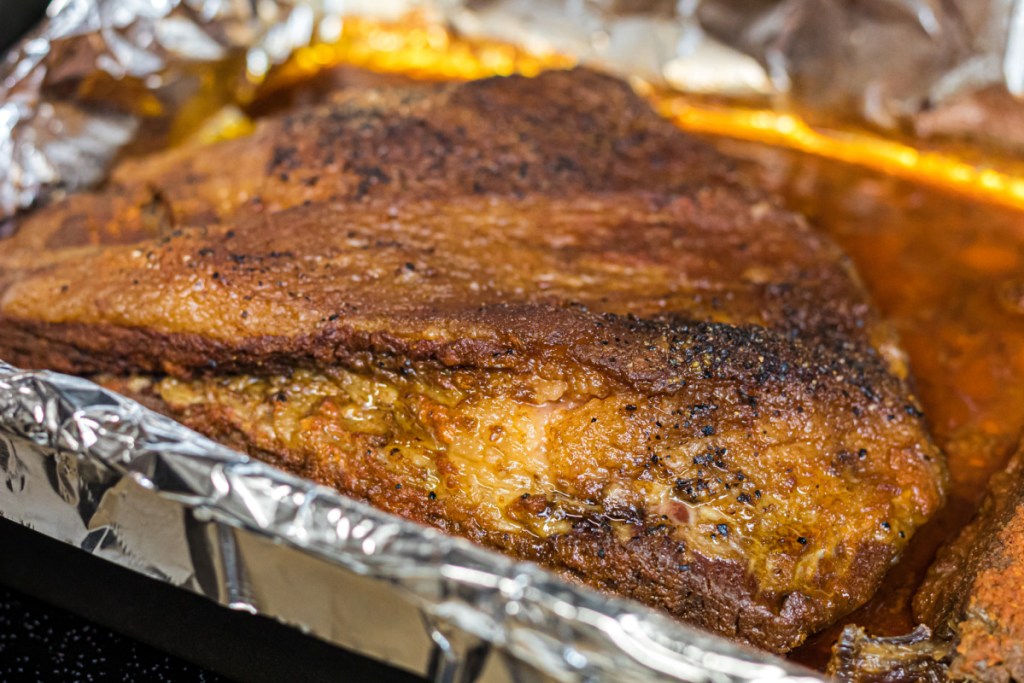 brisket in roasting pan