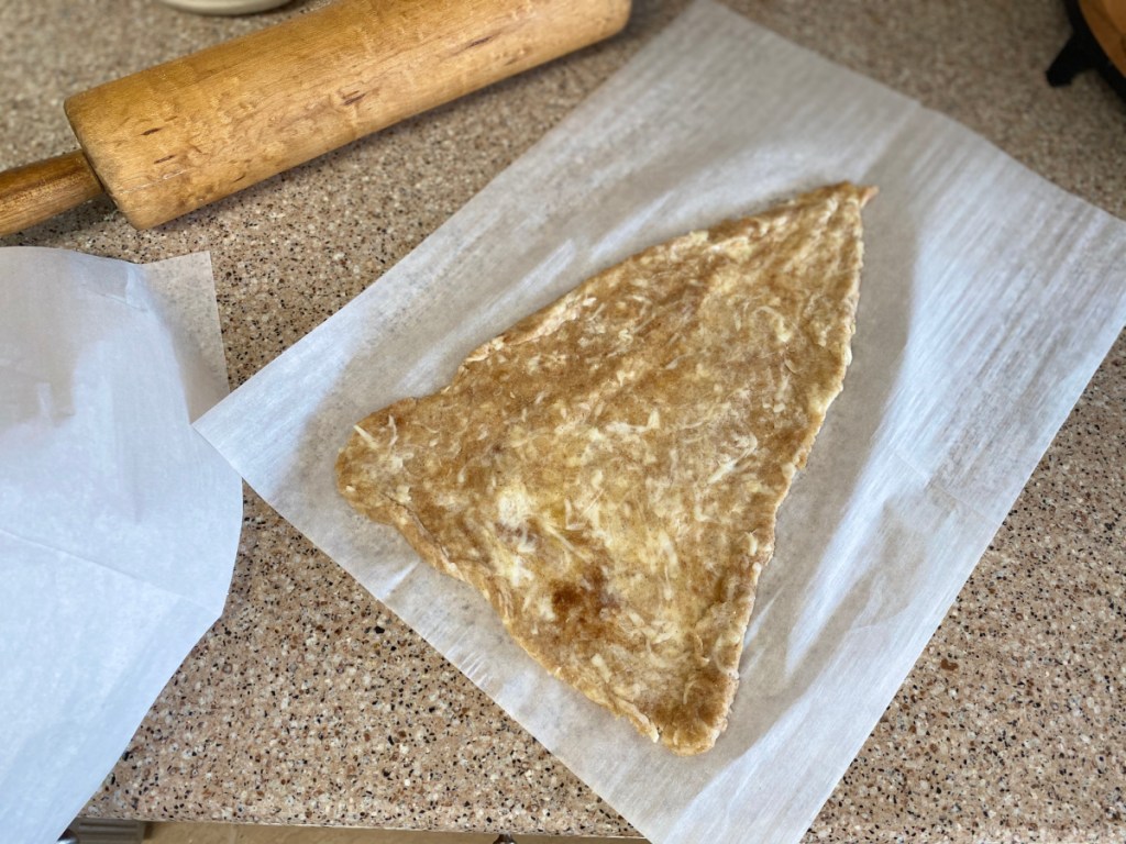 keto sweet bread shaped into a triangle
