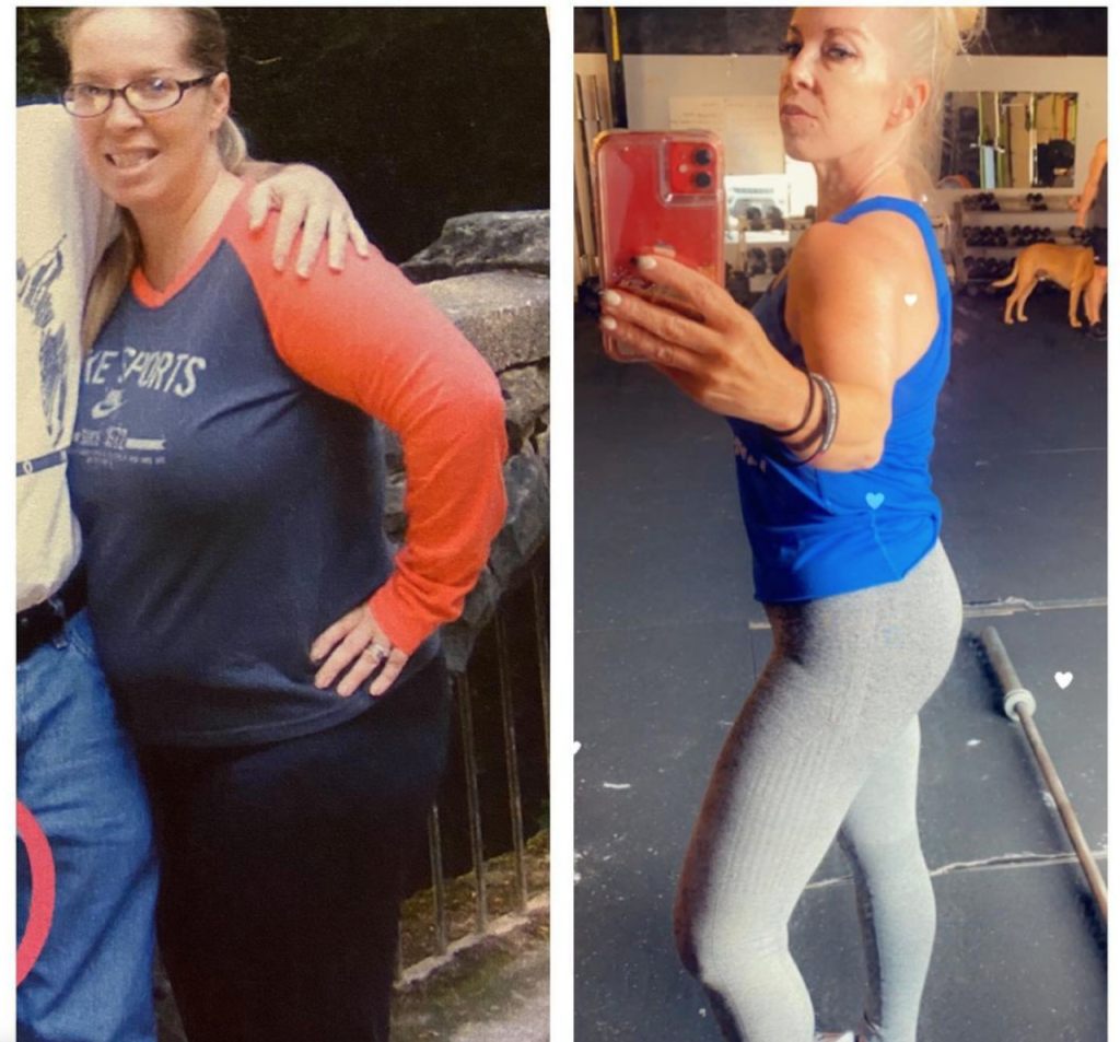 woman showing before and after of her keto success story