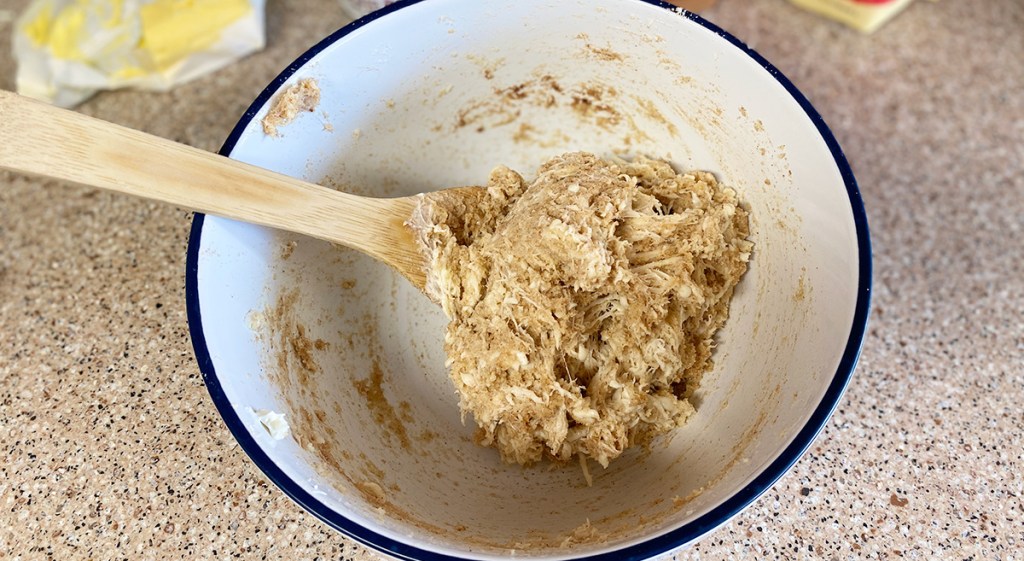 bowl of keto dough for christmas tree pull apart bread