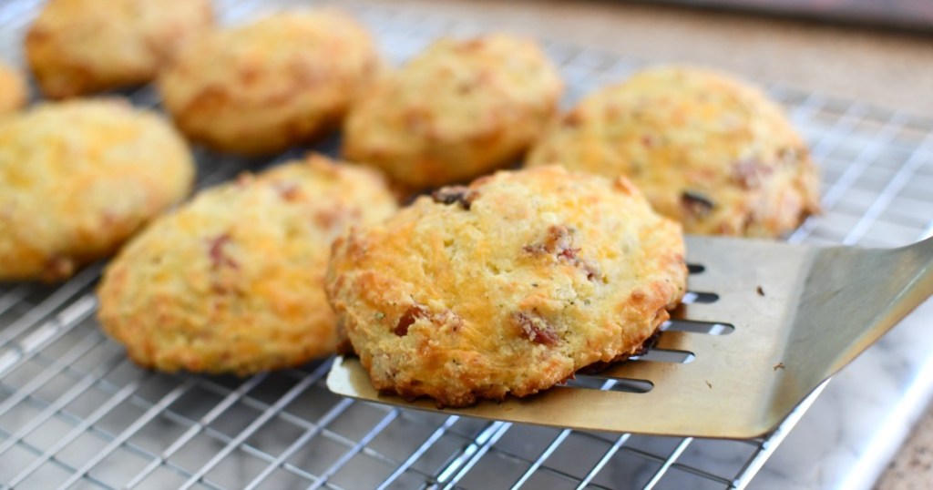 keto ham and cheese rolls on a cooling rack