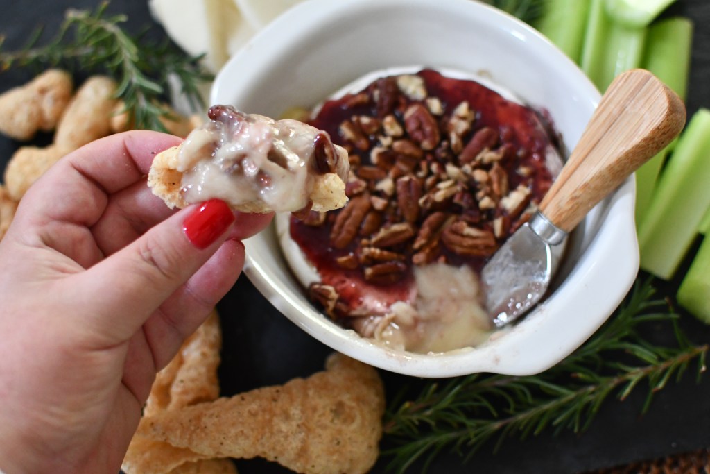 melted brie on a pork rind