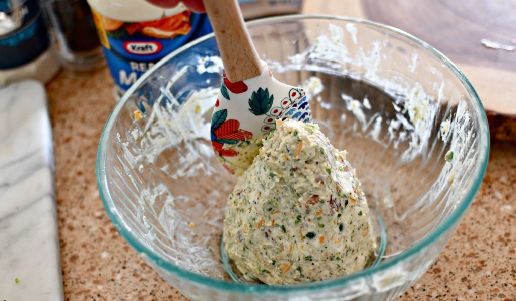 shaping a pine cone cheese ball