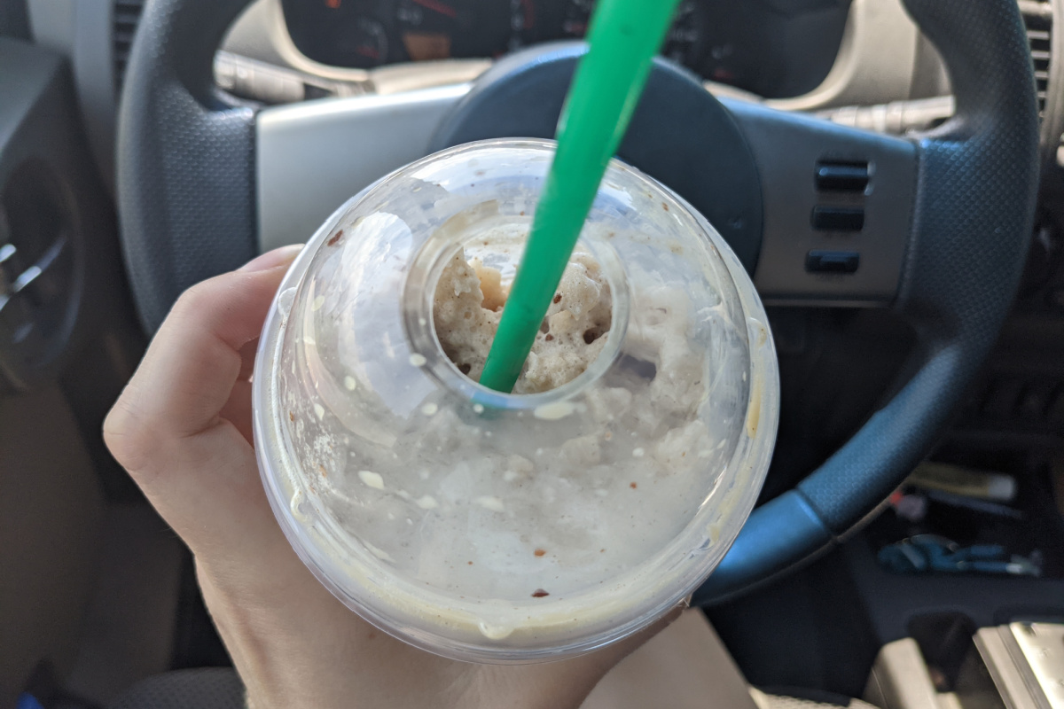 close up of keto starbucks frapp