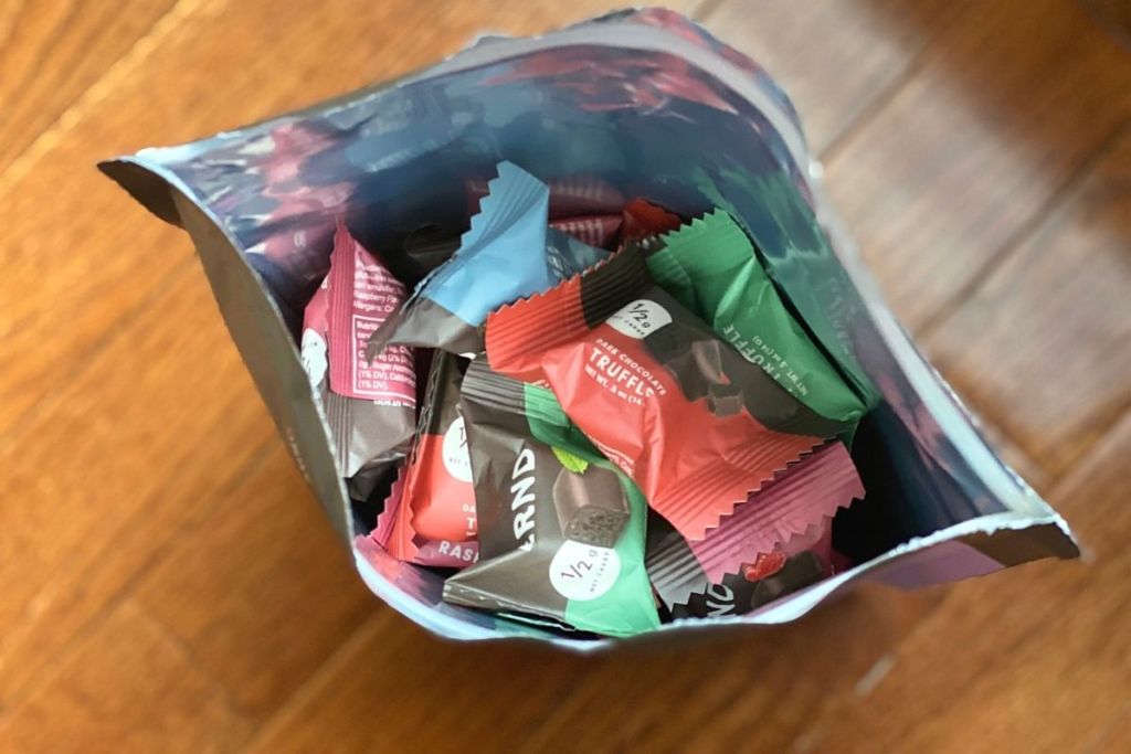 An open bag of keto-friendly chocolates 