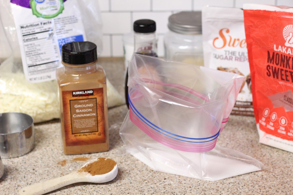 cinnamon and Monk Fruit sweetener in a ziplock bag