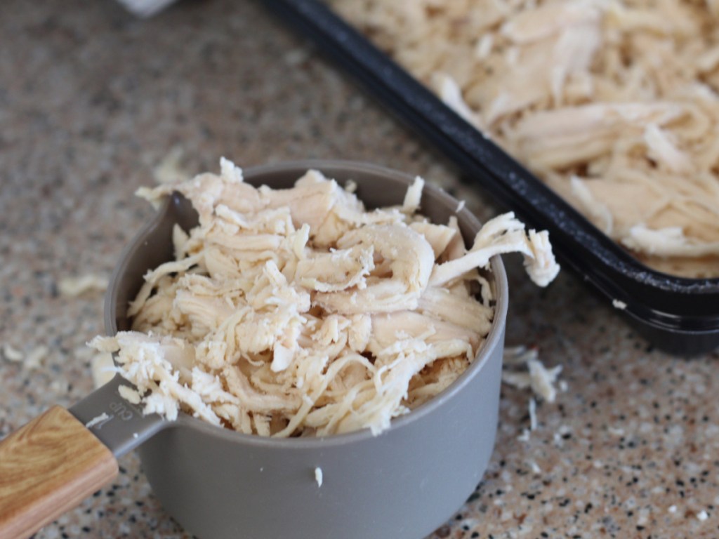 shredded chicken in a cup