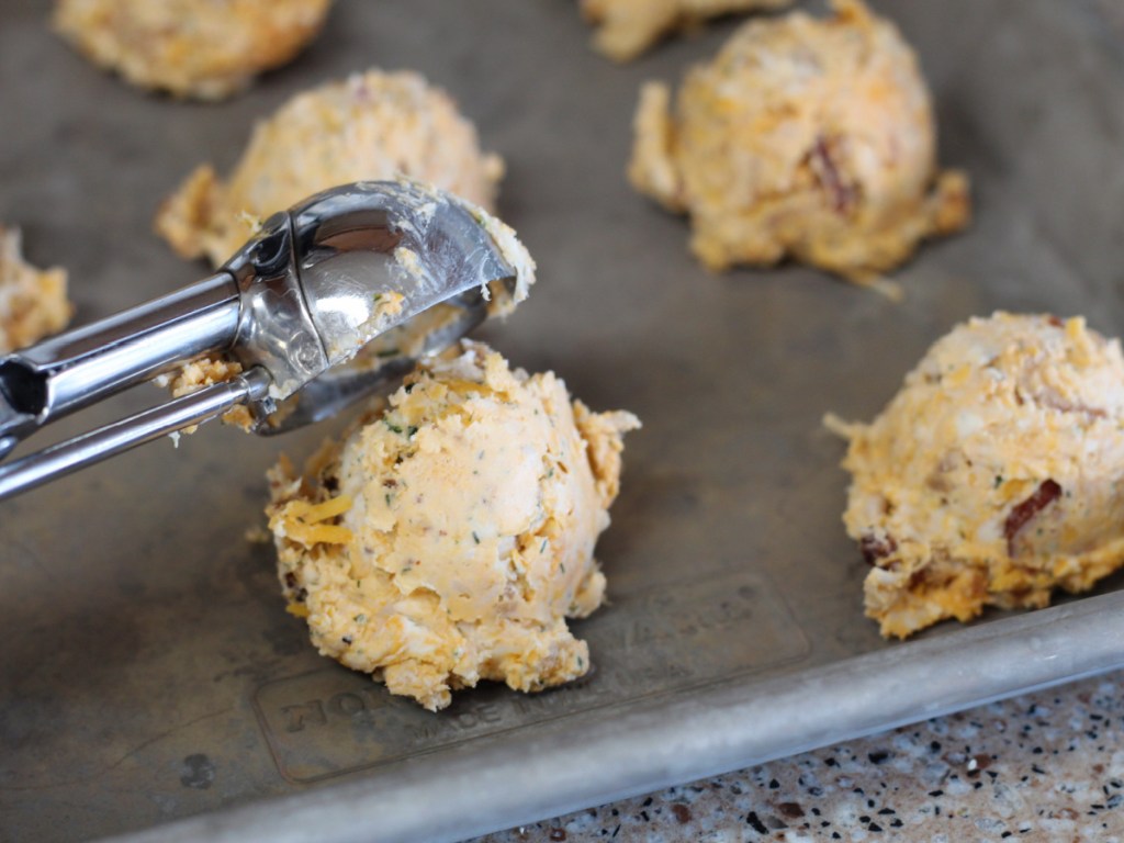 scooping out buffalo chicken fat bombs