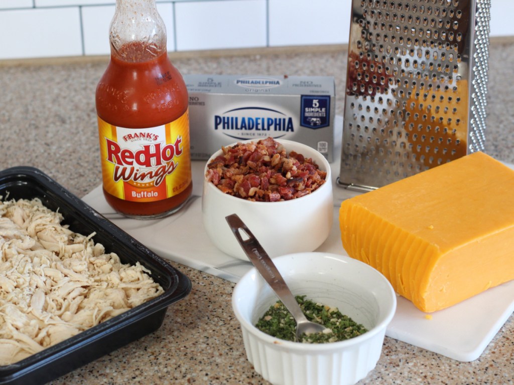 ingredients for buffalo chicken fat bombs