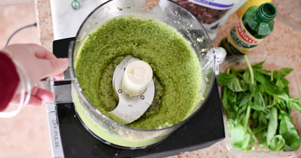 food process with avocado pesto