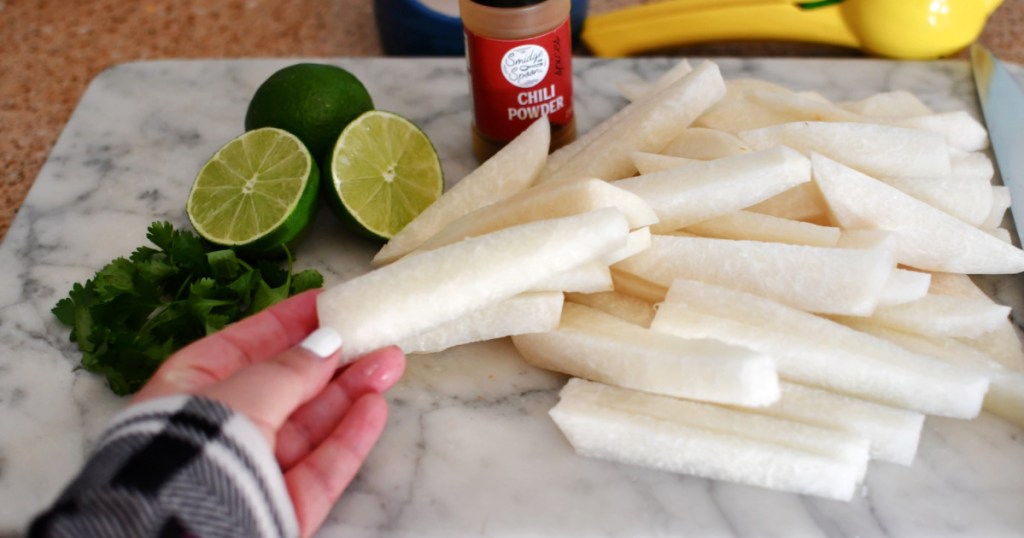 jicama sliced into sticks