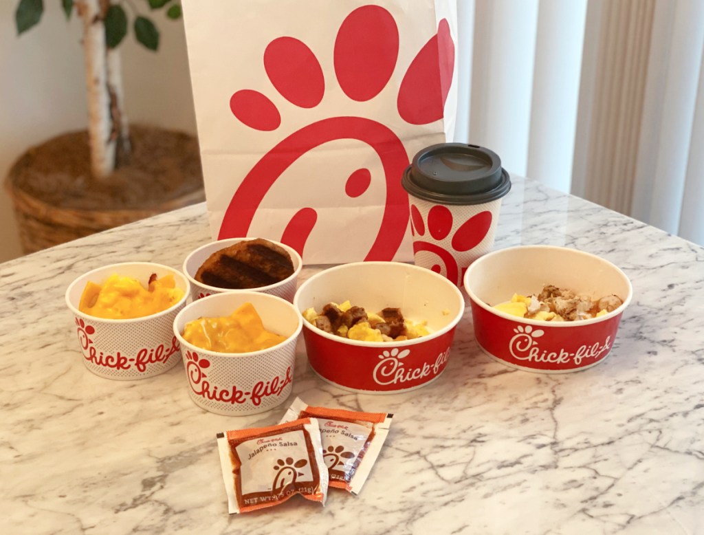 keto chick fil a breakfast options on a kitchen counter