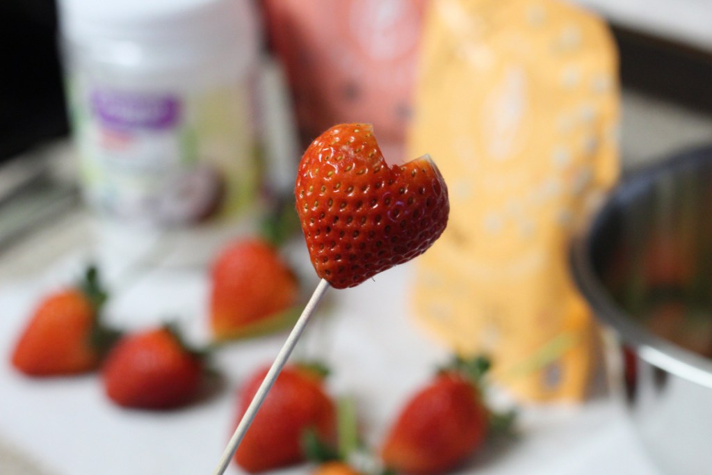 heart shape strawberry on stick