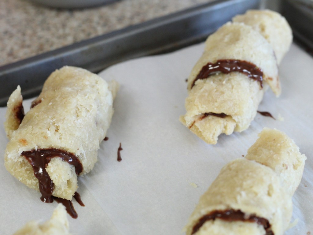 keto crescent rolls on a pan