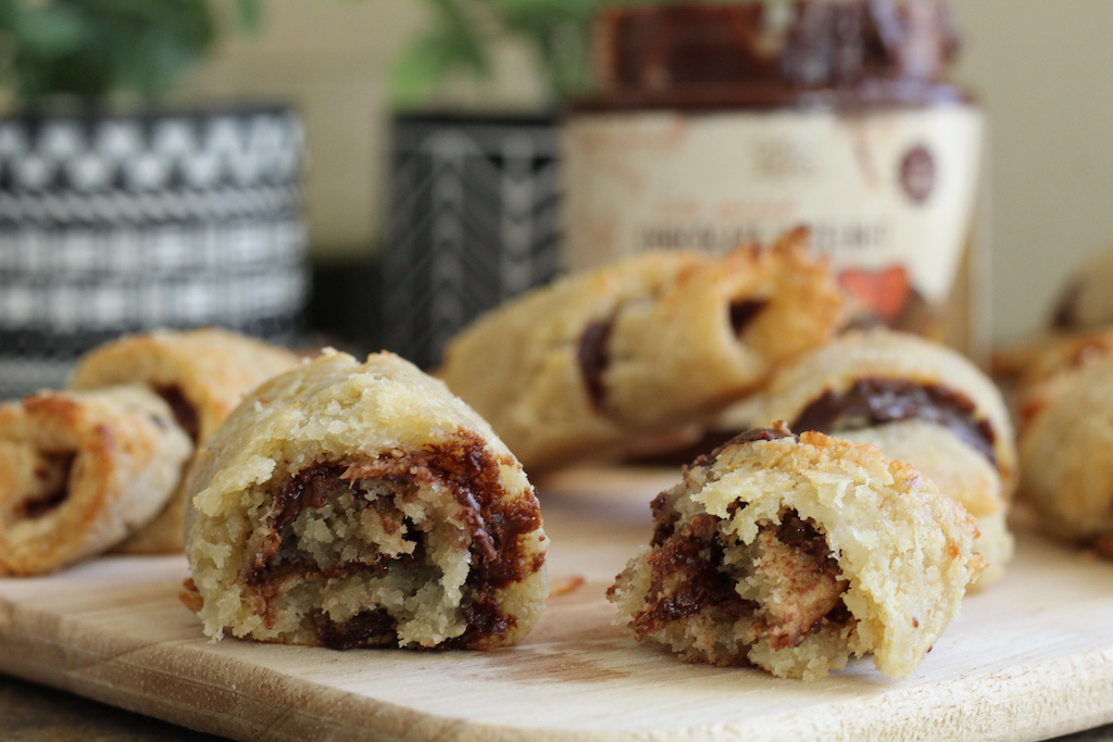 keto crescent rolls filled with chocolate hazelnut spread 