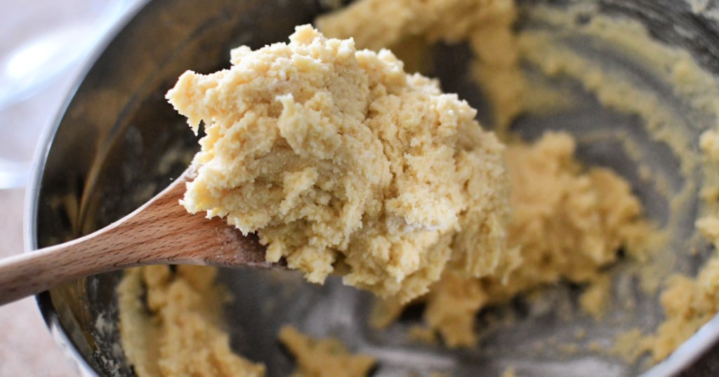 keto sugar cookie dough on a spoon