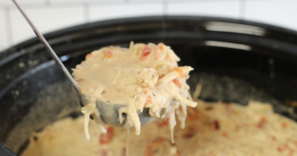 Crockpot Cream Cheese Chicken Chili - Spoonful of Flavor