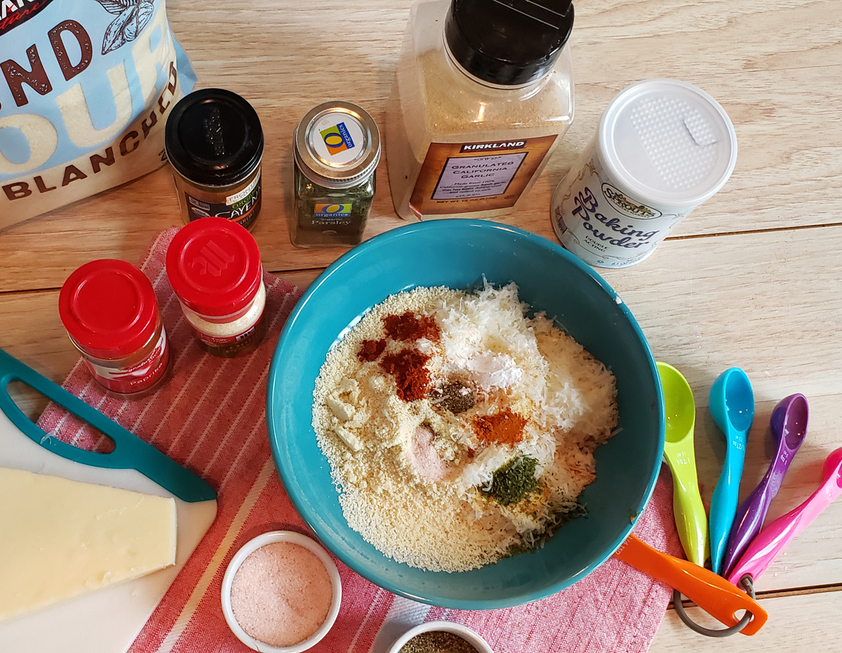 Adding all the ingredients for the breading