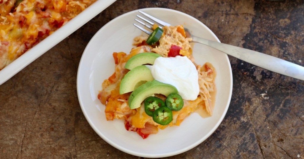 plate of keto chicken fajita casserole