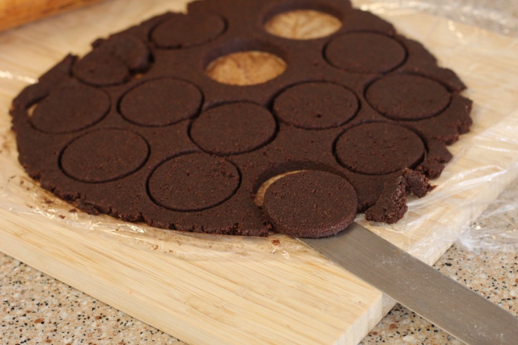 cut outs of keto oreo cookies