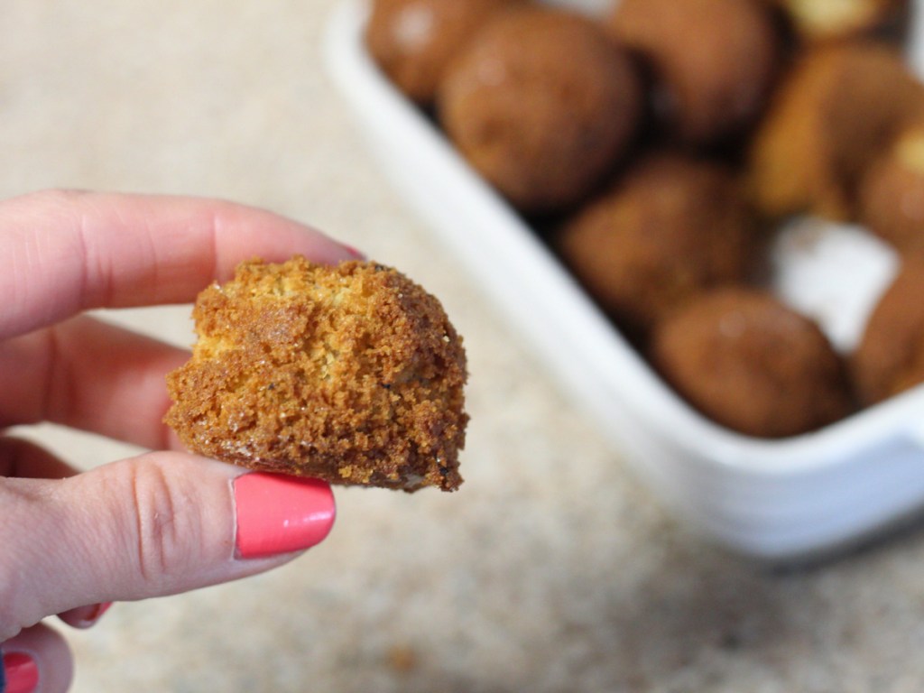 girl holding keto hush puppy