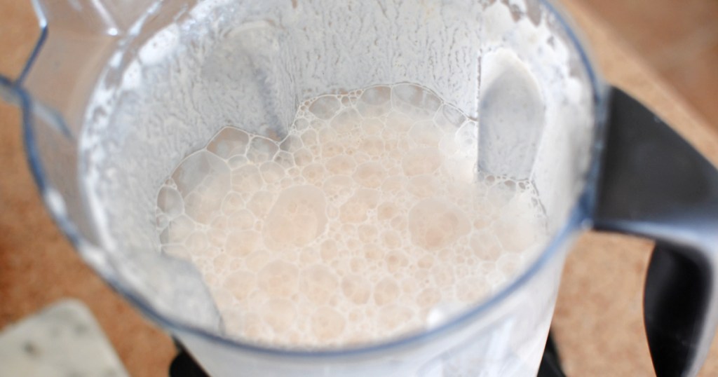 blended almond milk in vitamix