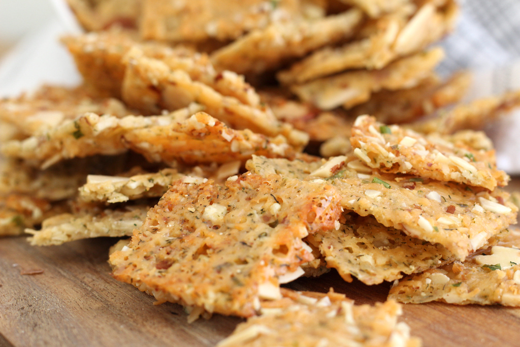 close up of keto crackers 