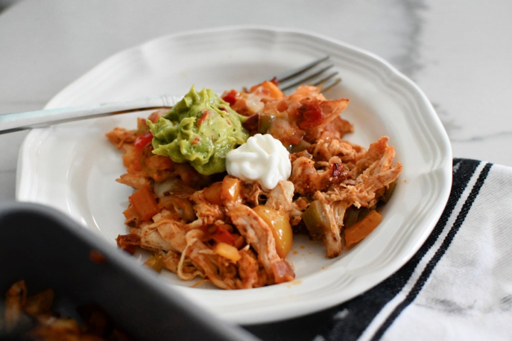 easy keto fajita casserole on a plate