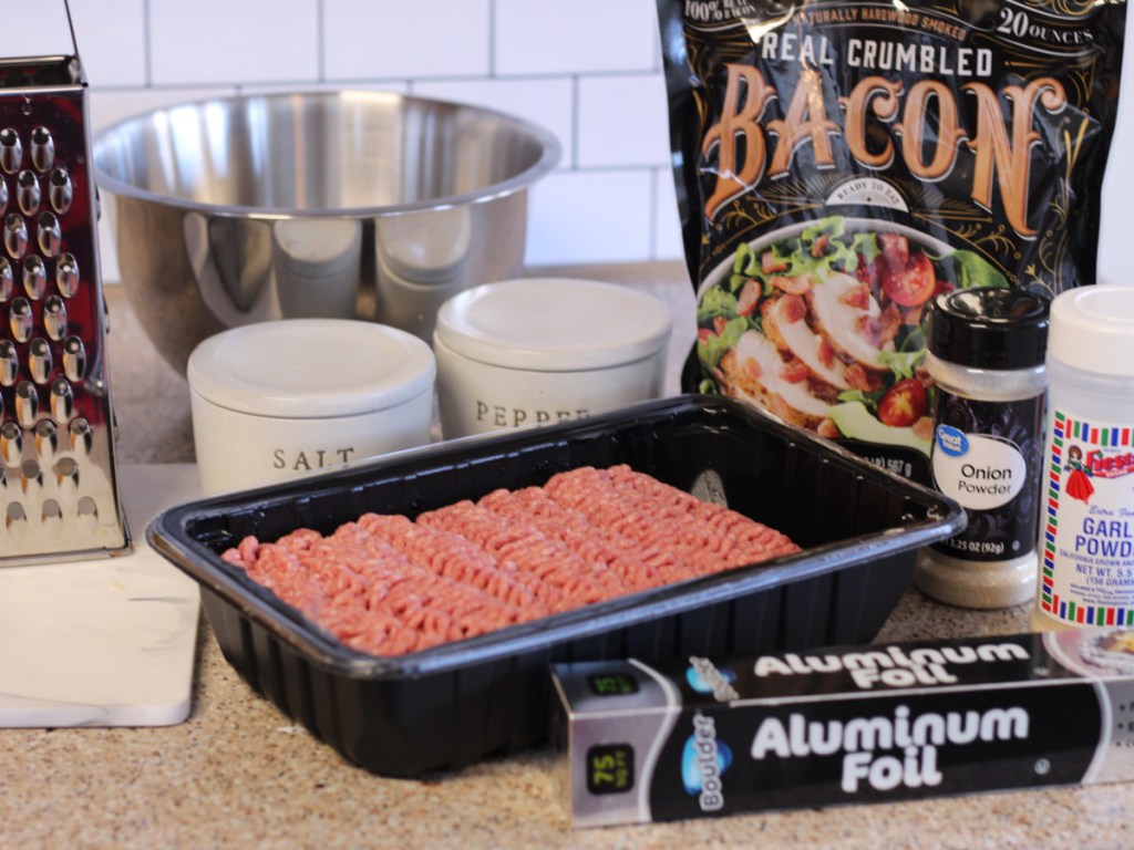 ingredients for keto hamburger bowl