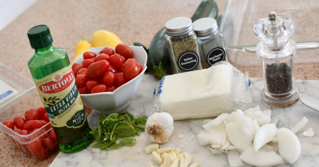 ingredients for keto tik tok baked feta pasta