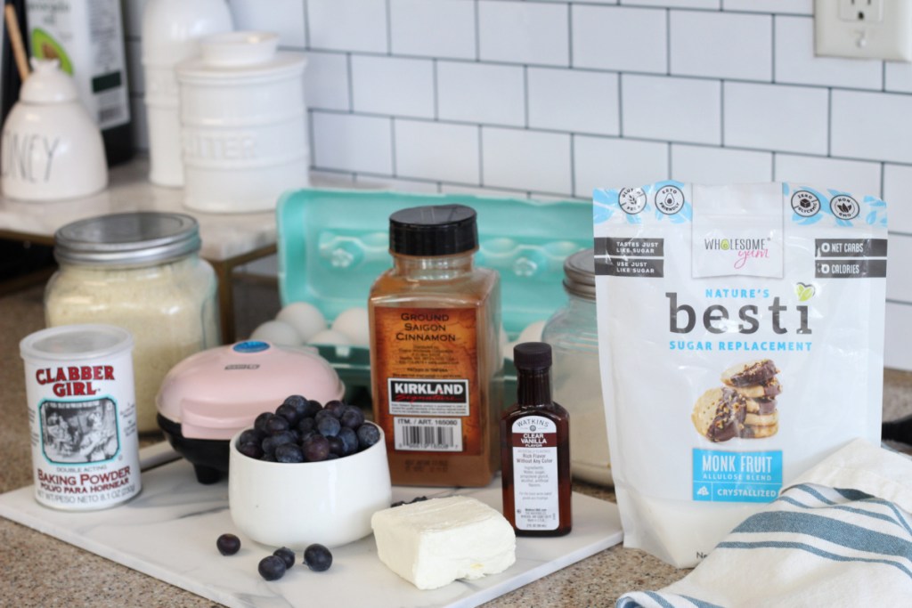 ingredients for keto blueberry chaffles