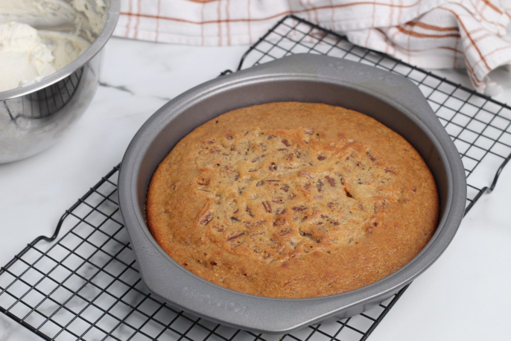 keto carrot cake cooling on rack