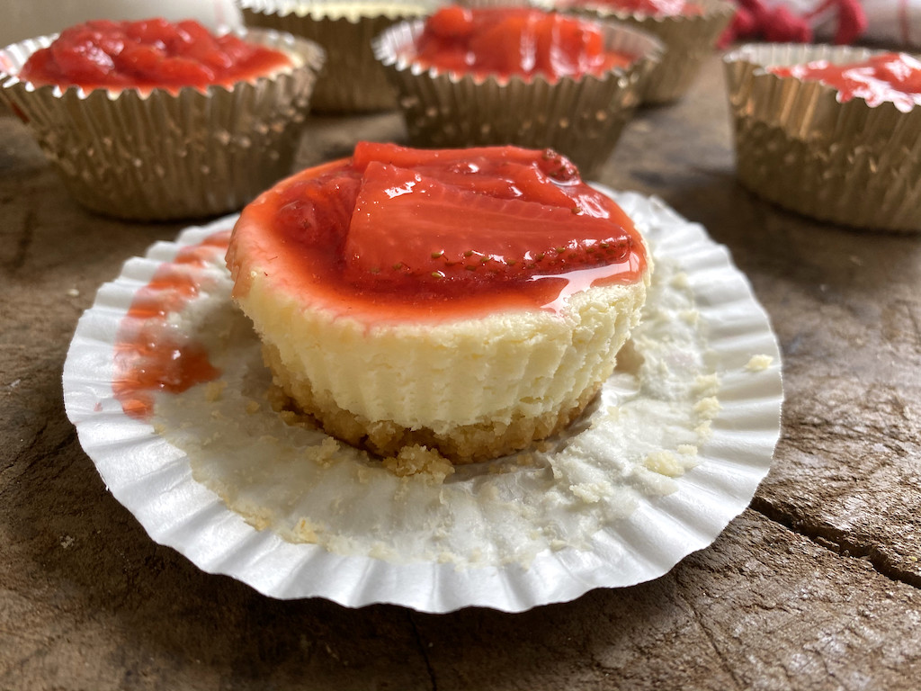 keto cheesecake bites with strawberries on top 