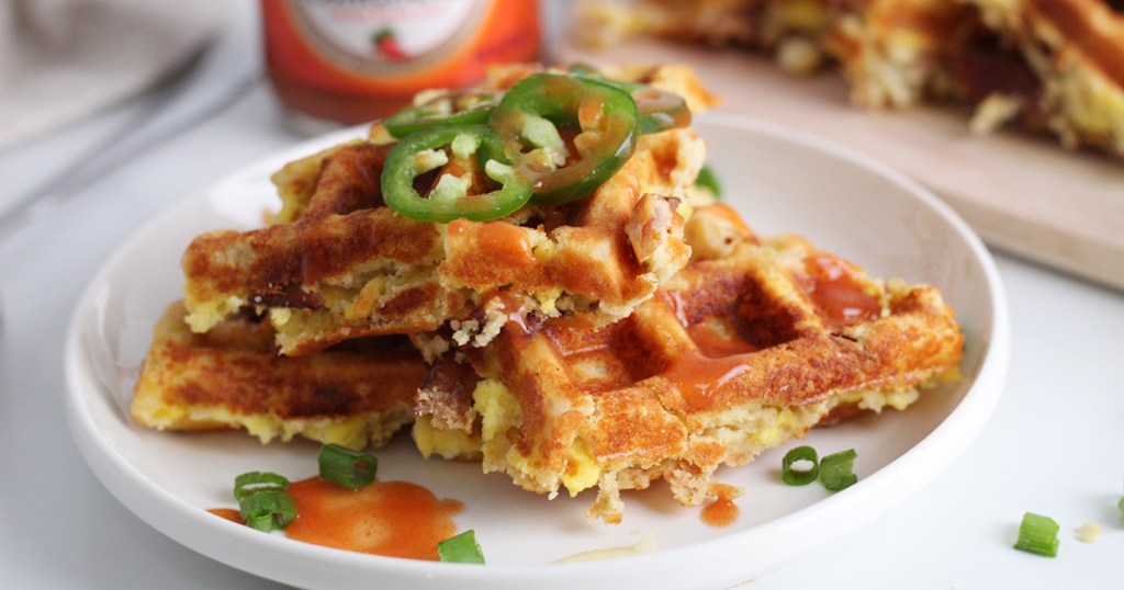 stack of keto loaded waffles