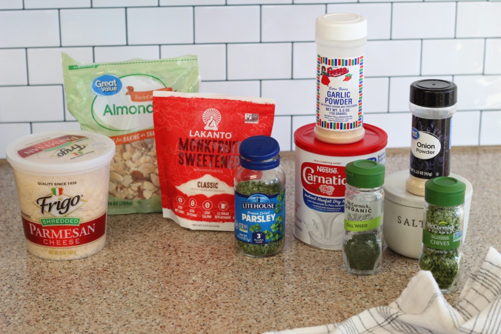 ingredients for keto sour cream and chive crackers