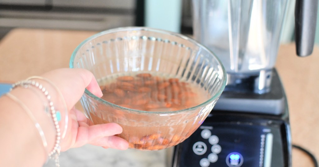 learning how to make almond milk starts with soaking almonds overnight