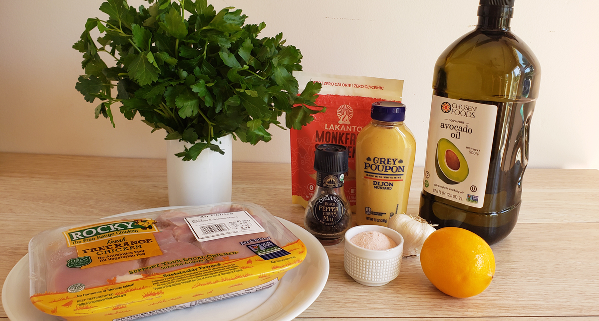 ingredients for lemon dijon braised chicken thighs