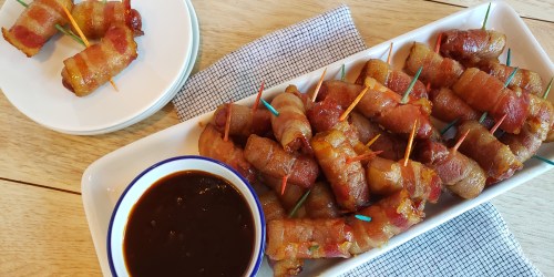 Keto Bacon-Wrapped Lil’ Smokies with Tangy BBQ Sauce