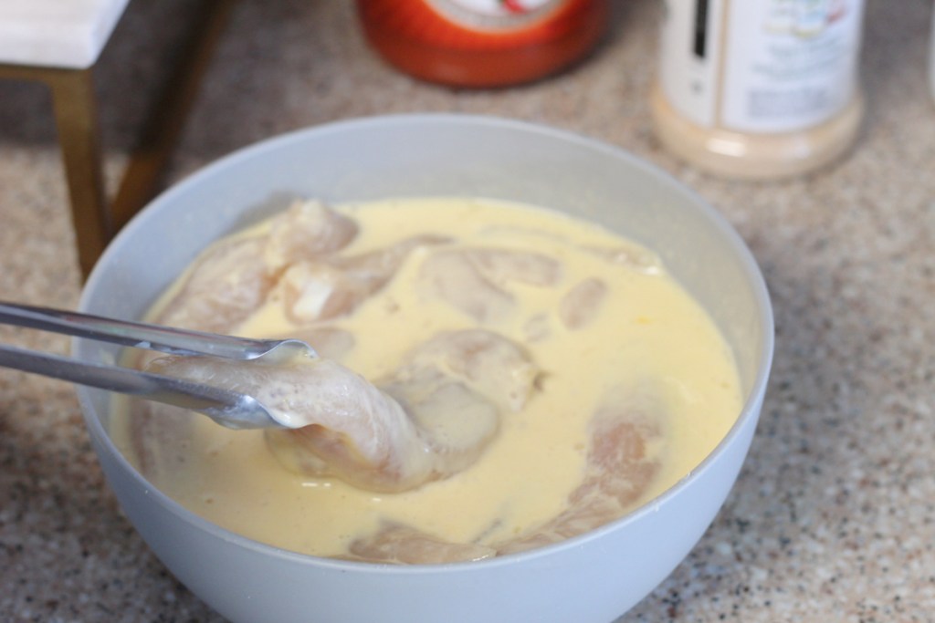 dipping chicken tenders in cream